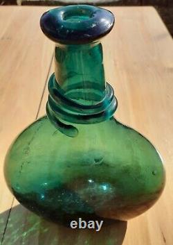 Bouteille flacon de selle perse du 18 ou 19em siècle, verre soufflé, authentique