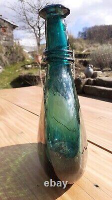 Bouteille flacon de selle perse du 18 ou 19em siècle, verre soufflé, authentique