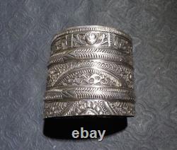 Bracelet Ethnique avec poinçons Argent Massif Berbère Afrique du Nord 120g