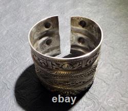 Bracelet Ethnique avec poinçons Argent Massif Berbère Afrique du Nord 120g