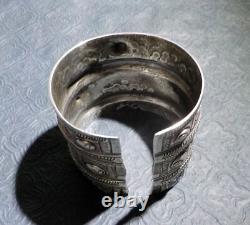 Bracelet Ethnique avec poinçons Argent Massif Berbère Afrique du Nord 120g