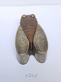 Brûle-parfum articulé, forme scarabée/cigale, Chine fin XIXème/déb XXème siècle