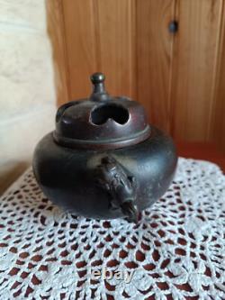 Brûle parfum encens en bronze objet d'art Asiatique décor Dragon