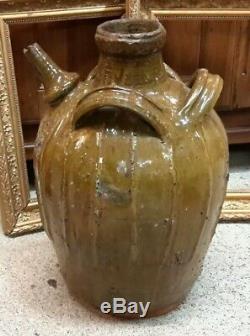 Buire poterie ancienne Auvergne H 44 cm Vernisée Art populaire terre cuite pot