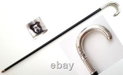 CANNE Pommeau Crosse en Argent Massif Epoque Art Nouveau vers 1900