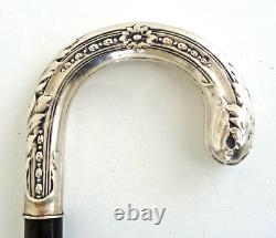 CANNE Pommeau Crosse en Argent Massif Epoque Art Nouveau vers 1900