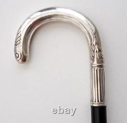 CANNE Pommeau Crosse en Argent Massif Epoque Art Nouveau vers 1900