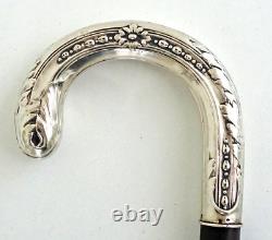 CANNE Pommeau Crosse en Argent Massif Epoque Art Nouveau vers 1900