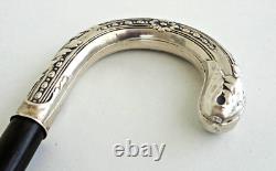 CANNE Pommeau Crosse en Argent Massif Epoque Art Nouveau vers 1900