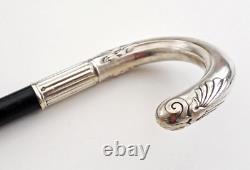 CANNE Pommeau Crosse en Argent Massif Epoque Art Nouveau vers 1900