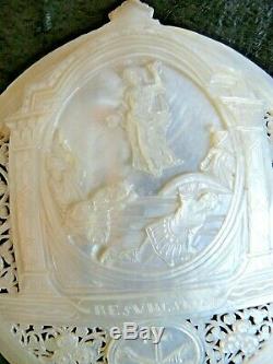 COQUILLAGE NACRE JERUSALEM SCULPTE ET AJOURE RELIGIEUX RESURRECTION 19ème SIEC 2