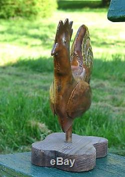 COQ, très beau coq en cuivre, sculpture, ART POPULAIRE