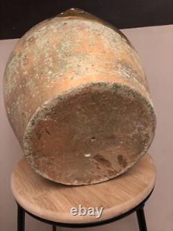 CRUCHE 3 ANSES SANS BEC TERRE CUITE VERNISSEE VERTE XIXe CHAPELLE DES POTS 17
