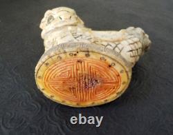 Cachet Chinois Statuette Chien de Fô sculpté en os de bouf 19e