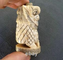 Cachet Chinois Statuette Chien de Fô sculpté en os de bouf 19e