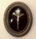 Cadre Religieux Ovale Dor&eacute; Napol&eacute;on Iii &agrave; Verre Souffl&eacute; Bomb&eacute; 44 X 35 Cm
