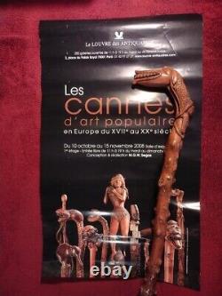 Canne Populaire Monoxyle Chien Ou Loup Grotesque En Buis 19 Eme