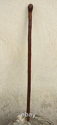 Canne ancienne en bambou sculpté oiseaux