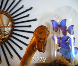 Canne ancienne en bois visage religieux grotesque ART POPULAIRE 91 cm