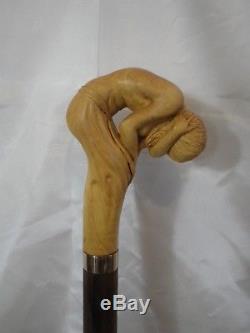 Canne de marche nue femme sculptée artiste Français walking stick Knob cane