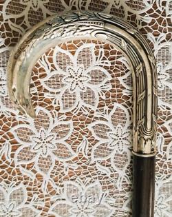 Canne de marche pommeau en argent début xxème long 90 cm