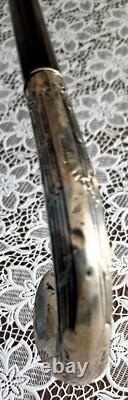 Canne de marche pommeau en argent début xxème long 90 cm