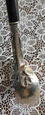 Canne de marche pommeau en argent début xxème long 90 cm