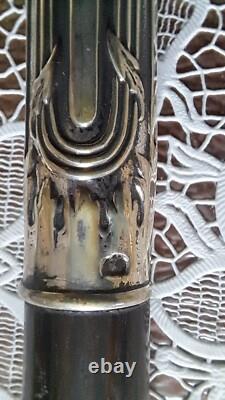 Canne de marche pommeau en argent début xxème long 90 cm