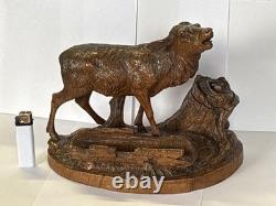 Cerf bois sculpté Forêt Noire xixeme