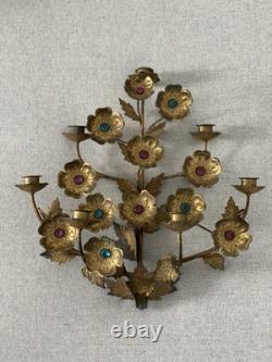 Chandelier D'église Fin XIXeme Décor Fleurs Et Feuilles