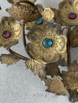 Chandelier D'église Fin XIXeme Décor Fleurs Et Feuilles