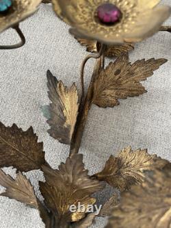 Chandelier D'église Fin XIXeme Décor Fleurs Et Feuilles