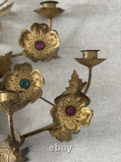 Chandelier D'église Fin XIXeme Décor Fleurs Et Feuilles