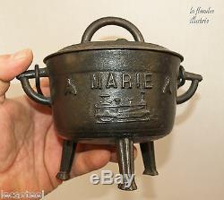 Chaudron en fonte de conches dédicatoire à marie et daté 1894 locomotive