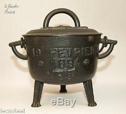 Chaudron en fonte de conches dédicatoire à marie et daté 1894 locomotive
