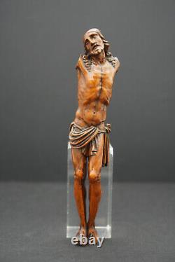 Christ bois sculpté crucifix Jésus fin18eme, statue Jésus corpus Christi, folk art