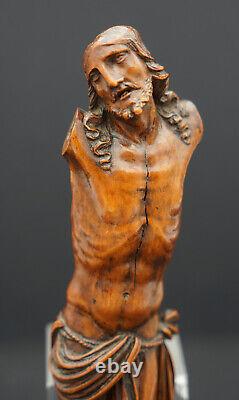 Christ bois sculpté crucifix Jésus fin18eme, statue Jésus corpus Christi, folk art
