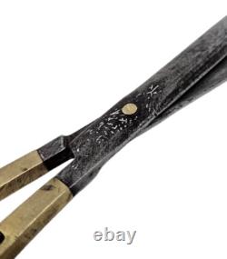 Ciseaux de Calligraphe Ottoman en Acier Damasquiné Signé, Turquie, XIX? Siècle