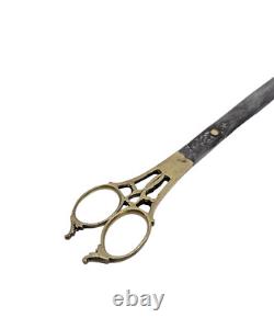 Ciseaux de Calligraphe Ottoman en Acier Damasquiné Signé, Turquie, XIX? Siècle