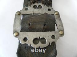 Cloche vache bronze XVII ou XVIII siècle avec collier cuir et boucle acier