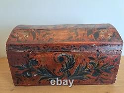 Coffret De Rouen, De Mariage, Bois Peint, Début XIX°