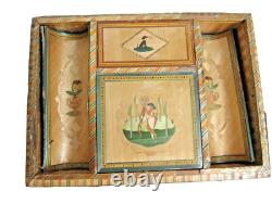 Coffret en marqueterie de paille travaille de bagnard fin XVIIIème