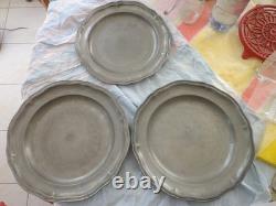 Collection de 3 Plats en étain RUDOT OUDART et OUDART LILLEfin 18 ème