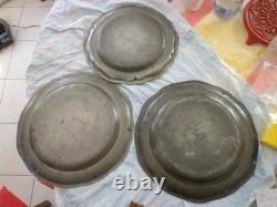 Collection de 3 Plats en étain RUDOT OUDART et OUDART LILLEfin 18 ème