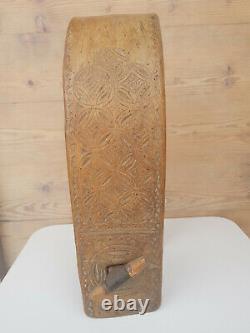 Collier ancien pour cloche en bois sculpté grande taille 19ème S Art Populaire