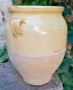 Confit Pot ancienne Grosse Poterie Provençale à Glaçure Jaune 4.060 kgs