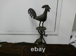 Coq art populaire lampe à huile, ferronnerie, H 37cm, P 1,7kg, 20ème