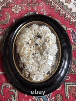 Couronne De Mariée Marguerites Napoléon 3 Cadre 45X37 Bel État Rare