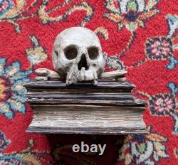 Crane En Bois Sculpté Polychrome XVIII -xix Ème Memento Mori Vanité Reliquaire
