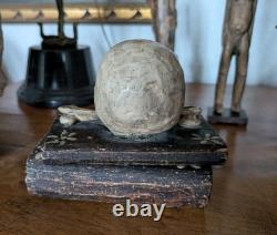 Crane En Bois Sculpté Polychrome XVIII -xix Ème Memento Mori Vanité Reliquaire